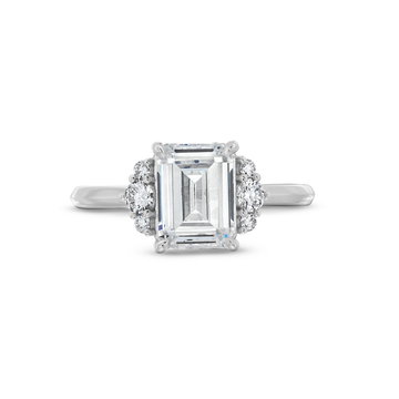 Uneek Side Cluster Diamond Engagement Setting In White Gold 18K