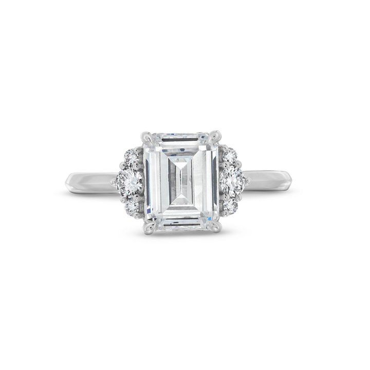 Uneek Side Cluster Diamond Engagement Setting In White Gold 18K
