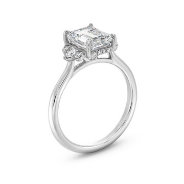 Uneek Side Cluster Diamond Engagement Setting In White Gold 18K