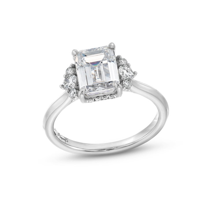 Uneek Side Cluster Diamond Engagement Setting In White Gold 18K