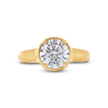 Uneek Round Diamond Under Halo Engagement Setting In Yellow Gold 18K