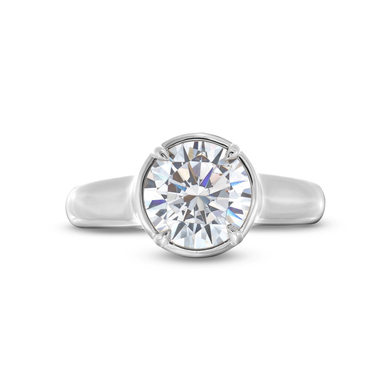 Uneek Round Diamond Under Halo Engagement Setting In White Gold 18K 0