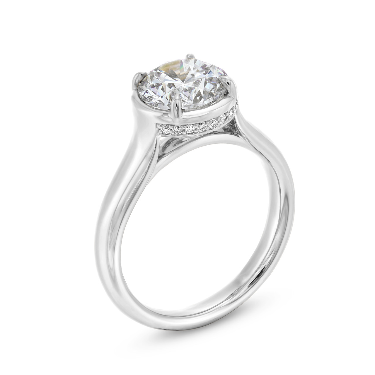 Uneek Round Diamond Under Halo Engagement Setting In White Gold 18K 2