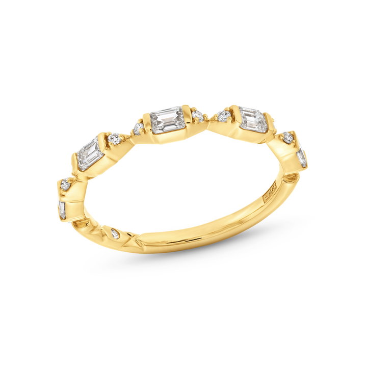 A. Jaffe Emerald Round Diamond Wedding Band In Yellow Gold 14K