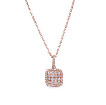 Cushion Shape Pave Diamond Pendant Necklace