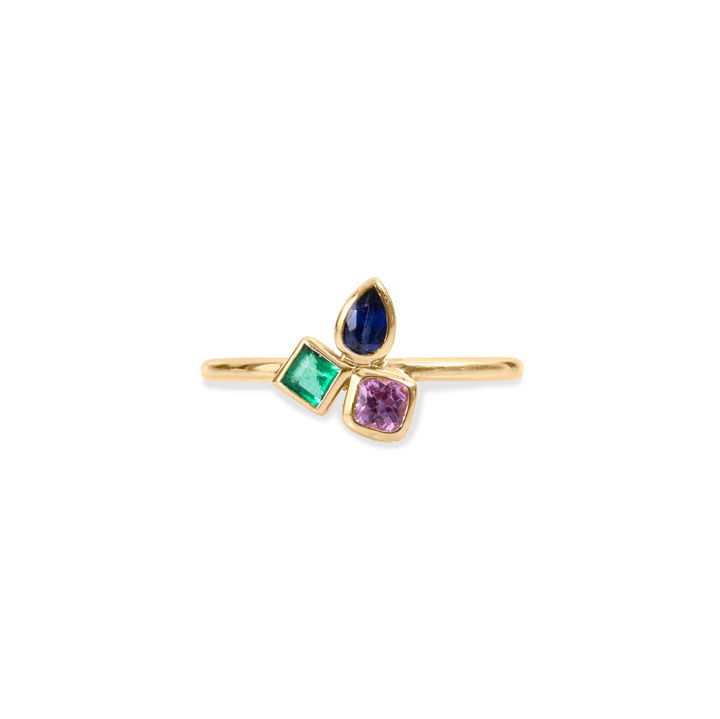 Multicolor Three Gemstone Ring