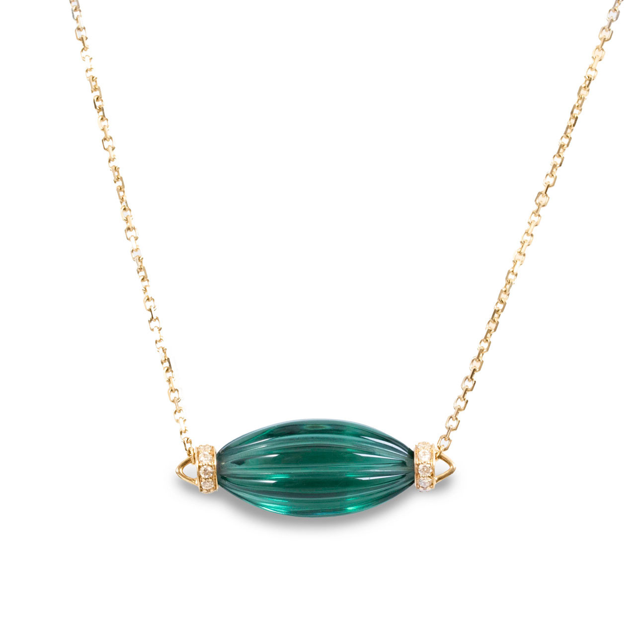 Horizontal Green Quartz Pendant Necklace 0