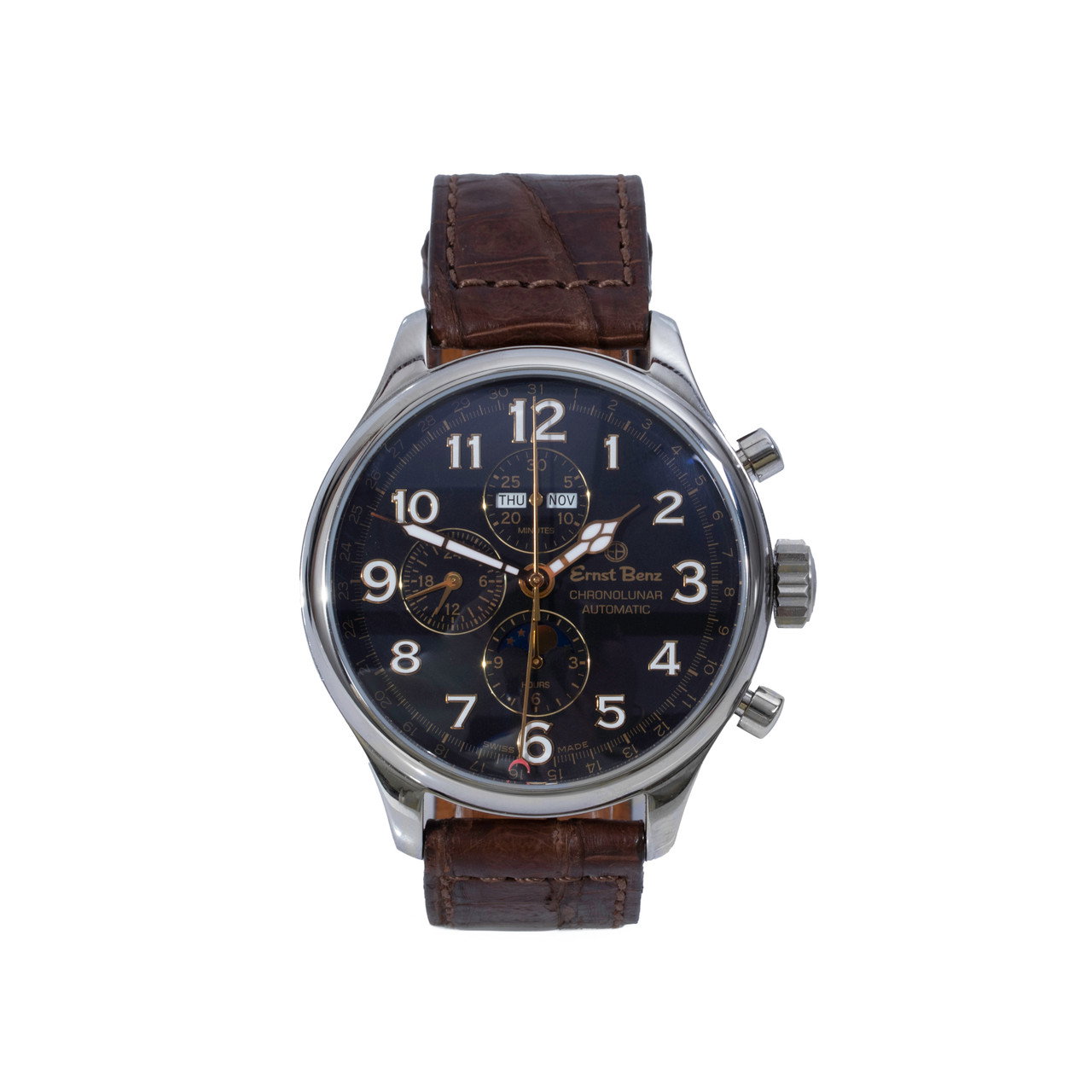 Ernst Benz Chronolunar 47 Black Dial Watch | Stainless Steel 0