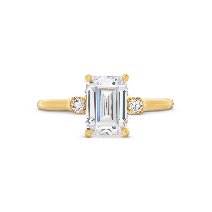 Yellow Gold 18K Uneek Three Stone Four Prong Diamond Engagement Setting