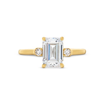 Uneek Three Stone Four Prong Diamond Engagement Setting In Yellow Gold 18K