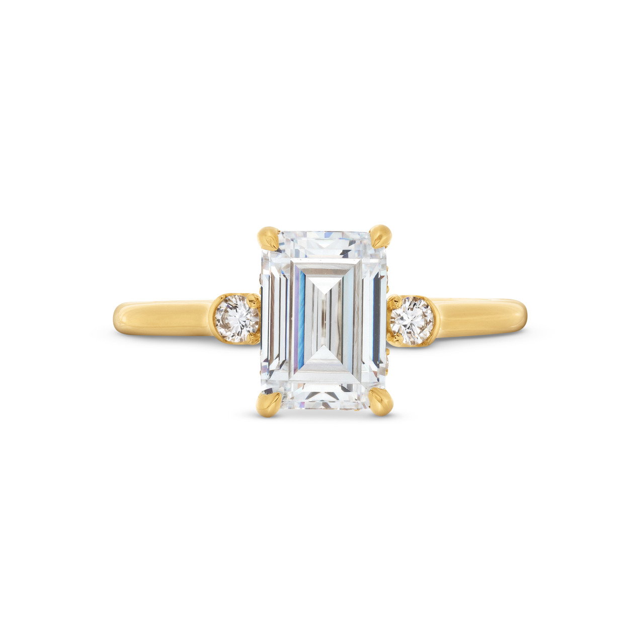 Uneek Three Stone Four Prong Diamond Engagement Setting In White Gold 18K 0