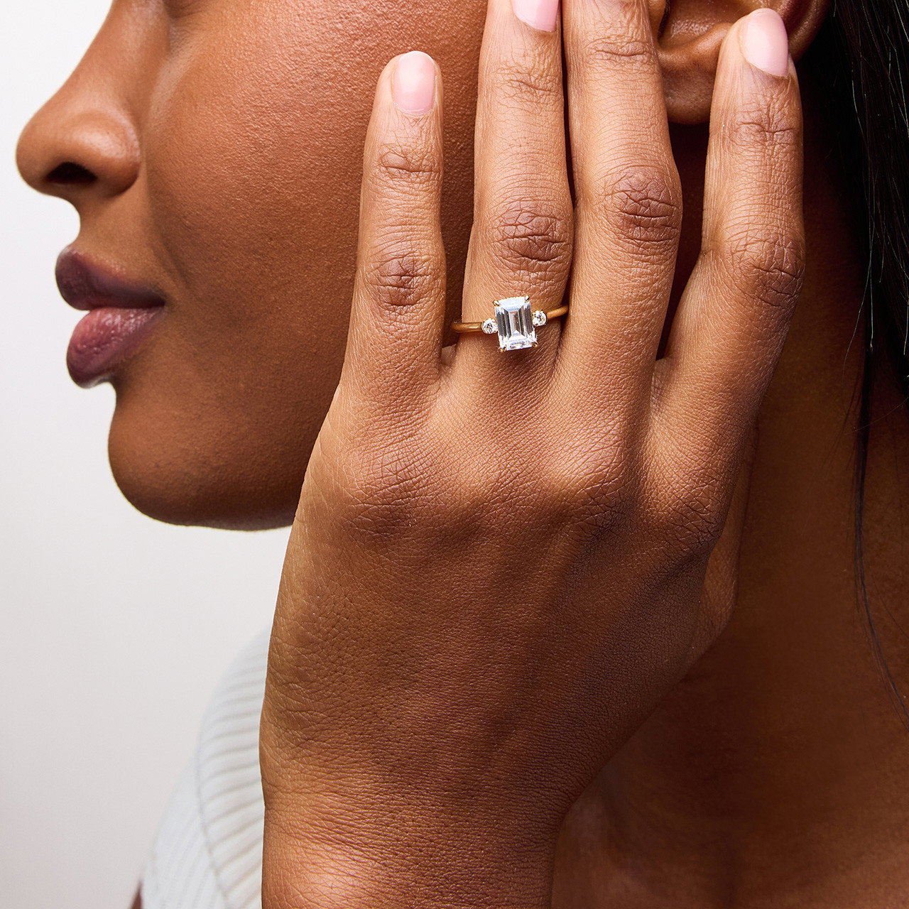 Uneek Three Stone Four Prong Diamond Engagement Setting 1