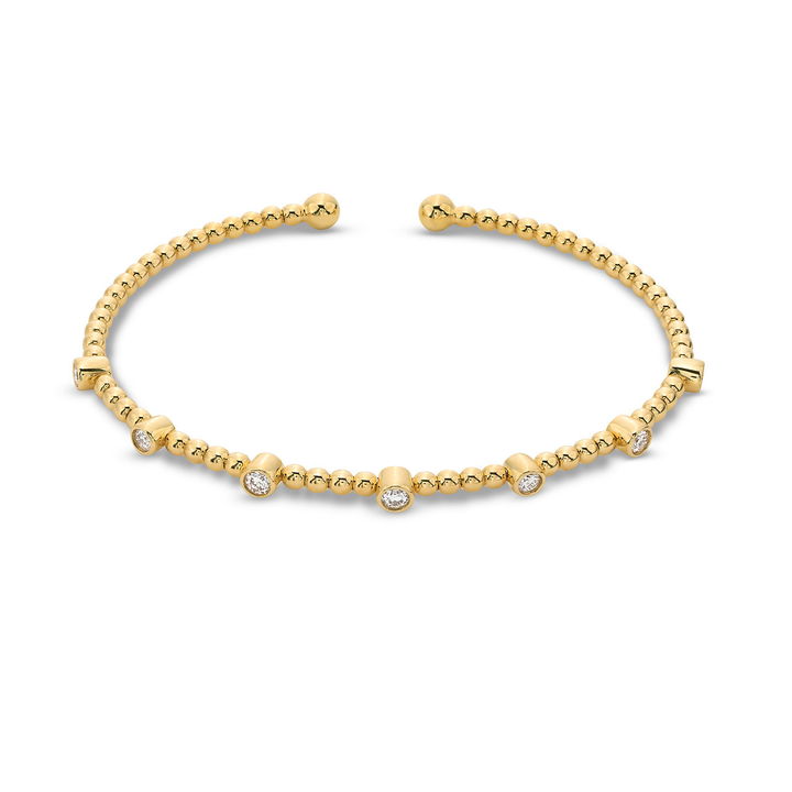 Bezel Diamond Beaded Bangle Bracelet