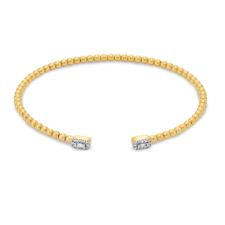 Baguette Diamond Beaded Bangle Bracelet