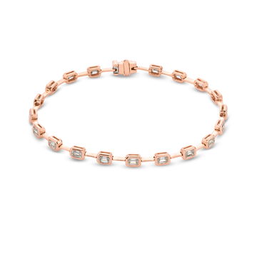Emerald Diamond Bezel Station Bracelet (3.10TW) In Rose Gold 18K