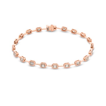 Emerald Diamond Bezel Station Bracelet (3.10TW) In Rose Gold 18K