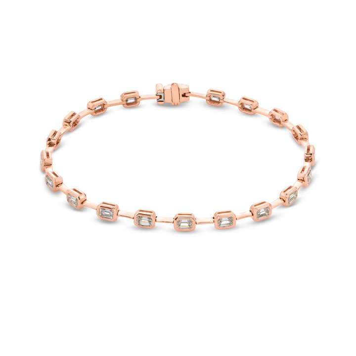Emerald Diamond Bezel Station Bracelet (3.10TW) In Rose Gold 18K