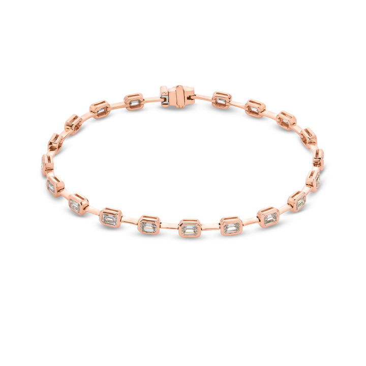Rose Gold 18K Emerald Diamond Bezel Station Bracelet (3.10TW)