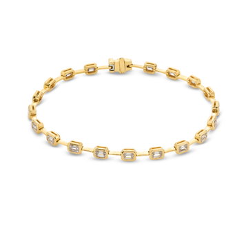 Emerald Diamond Bezel Station Bracelet (3.10TW) In Rose Gold 18K