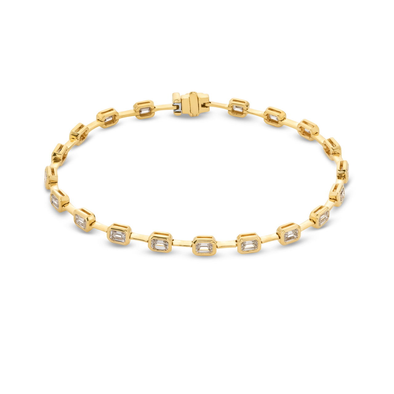 Emerald Diamond Bezel Station Bracelet (3.10TW)
