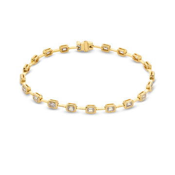 Emerald Diamond Bezel Station Bracelet (3.10TW) In Rose Gold 18K