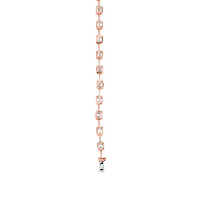 Rose Gold 18K Emerald Diamond Bezel Station Bracelet (3.10TW)