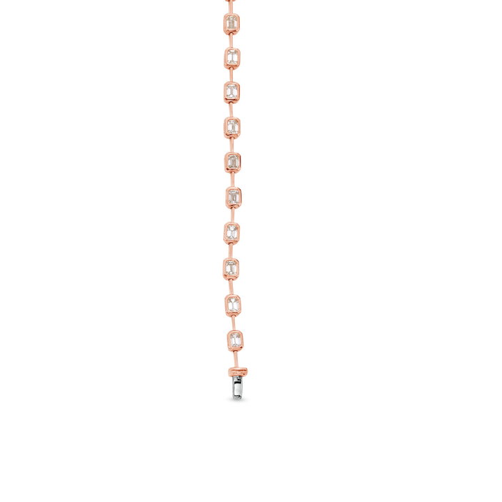 Emerald Diamond Bezel Station Bracelet (3.10TW) In Rose Gold 18K