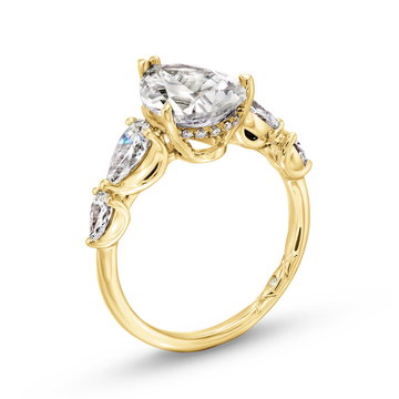 A. Jaffe Pear Shape Hidden Halo Engagement Setting In Yellow Gold 14K