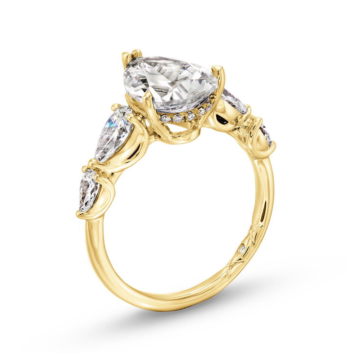 A. Jaffe Pear Shape Hidden Halo Engagement Setting In Yellow Gold 14K