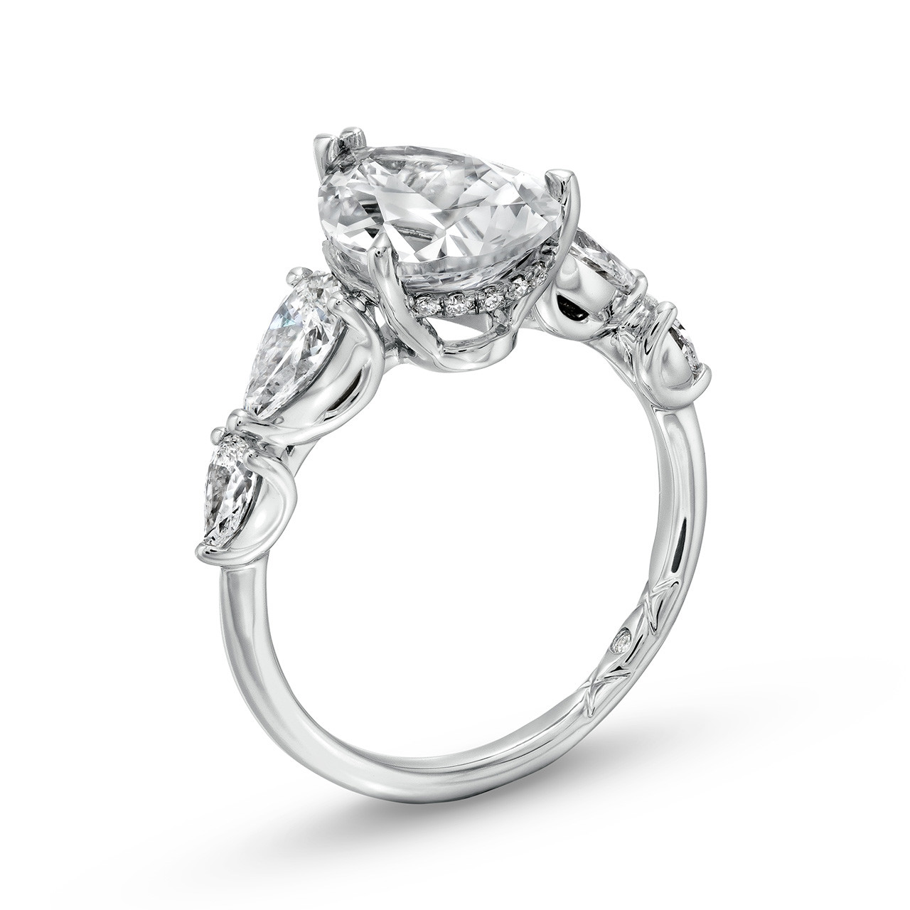 A. Jaffe Pear Shape Hidden Halo Engagement Setting In White Gold 14K 1