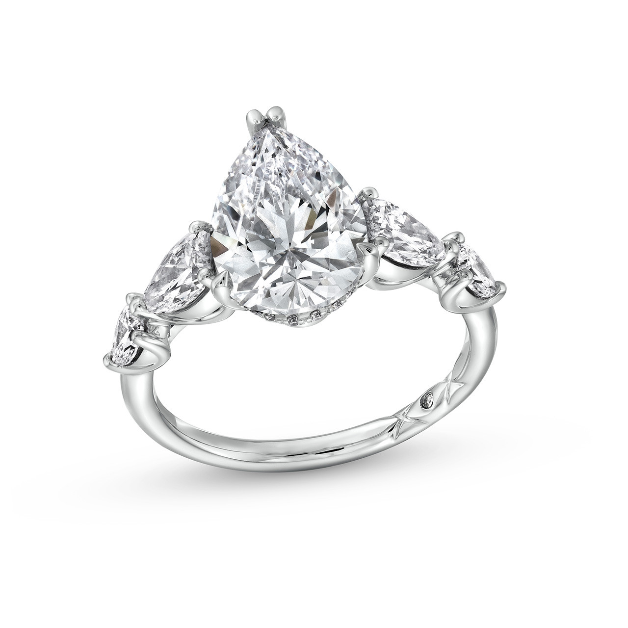 A. Jaffe Pear Shape Hidden Halo Engagement Setting In White Gold 14K 2