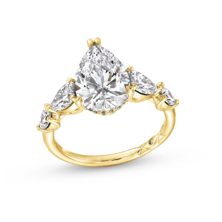 A. Jaffe Pear Shape Hidden Halo Engagement Setting In Yellow Gold 14K