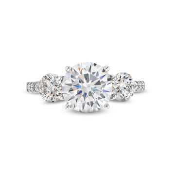 A. Jaffe Three Stone Hidden Halo Engagement Setting In White Gold 14K