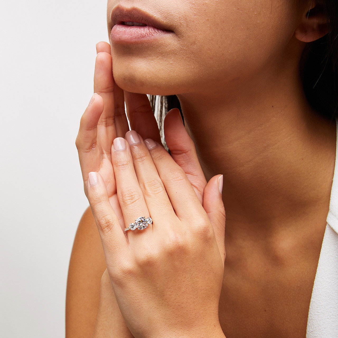 A. Jaffe Three Stone Hidden Halo Engagement Setting 1