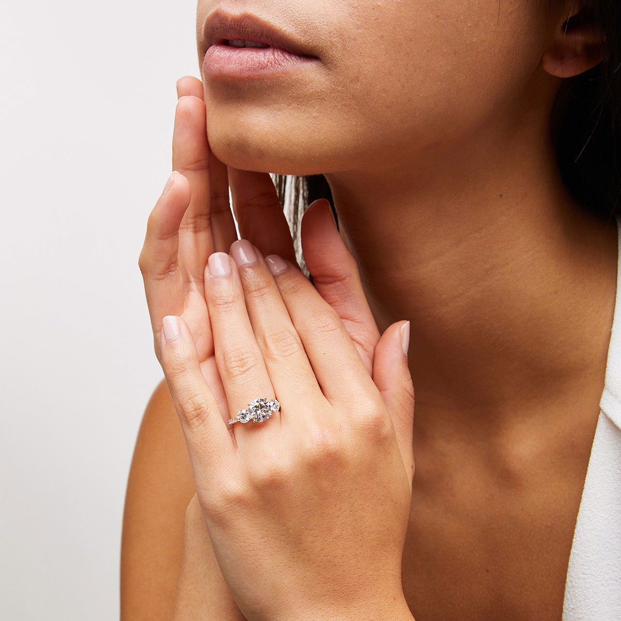 A. Jaffe Three Stone Hidden Halo Engagement Setting