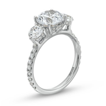 A. Jaffe Three Stone Hidden Halo Engagement Setting In White Gold 14K
