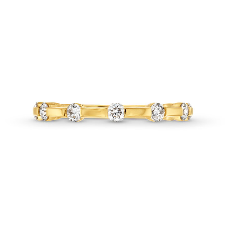 A. Jaffe High Polished Diamond Station Wedding Band In Yellow Gold 14K