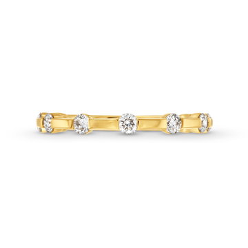 A. Jaffe High Polished Diamond Station Wedding Band In Yellow Gold 14K