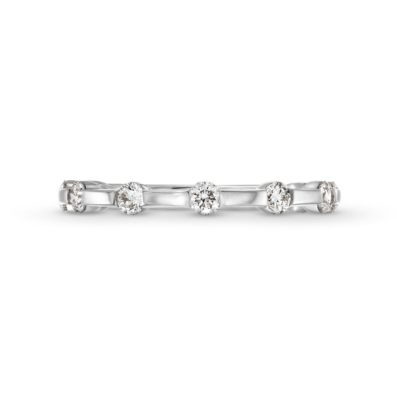 A. Jaffe High Polished Diamond Station Wedding Band In White Gold 14K 0