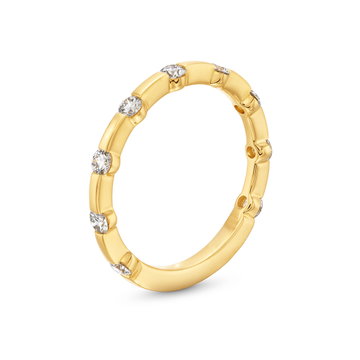 A. Jaffe High Polished Diamond Station Wedding Band In Yellow Gold 14K