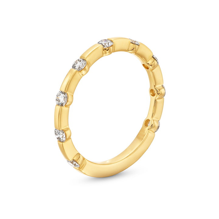 A. Jaffe High Polished Diamond Station Wedding Band In Yellow Gold 14K