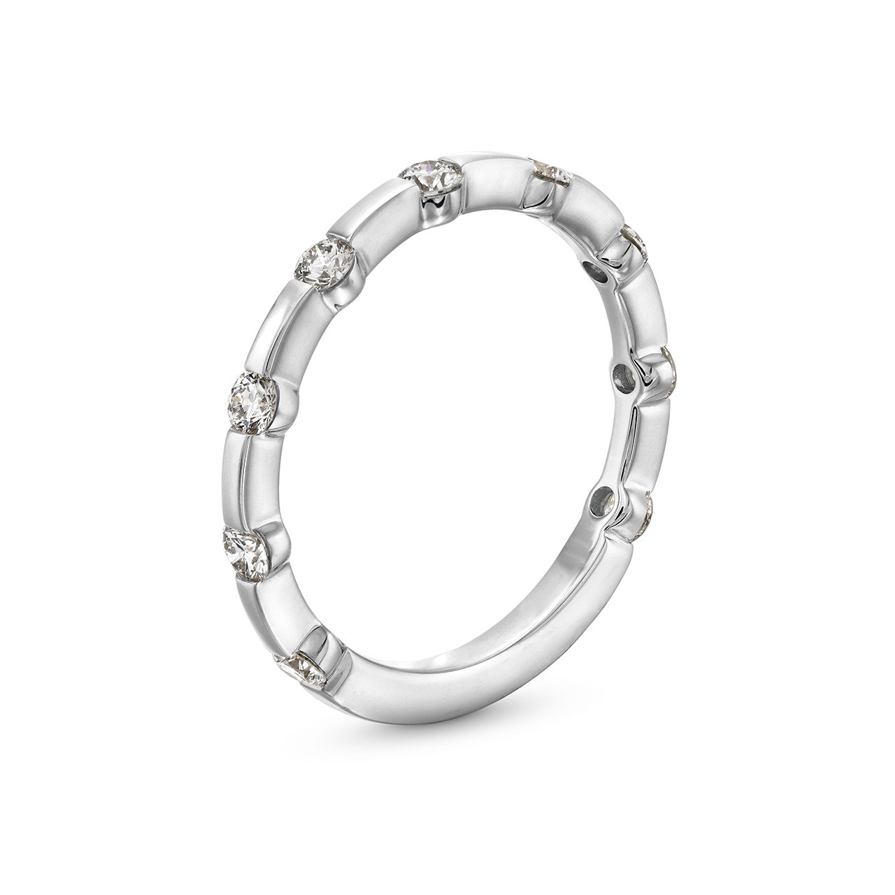 A. Jaffe High Polished Diamond Station Wedding Band In White Gold 14K 1