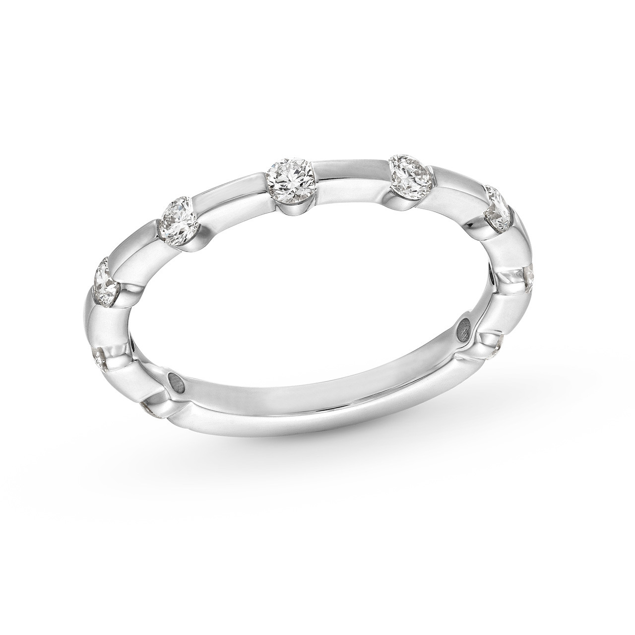A. Jaffe High Polished Diamond Station Wedding Band In White Gold 14K 2