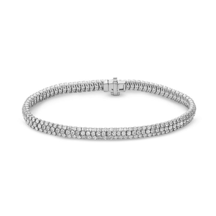White Gold 14K Three Row Diamond Tennis Bracelet
