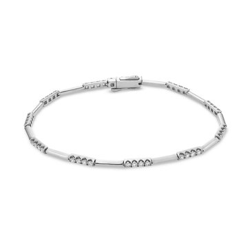 High Polished Diamond Station Bracelet In White Gold 14K