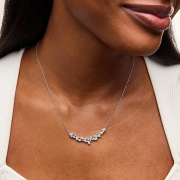 Mixed Shape Diamond Necklace In Solid 14K White Gold
