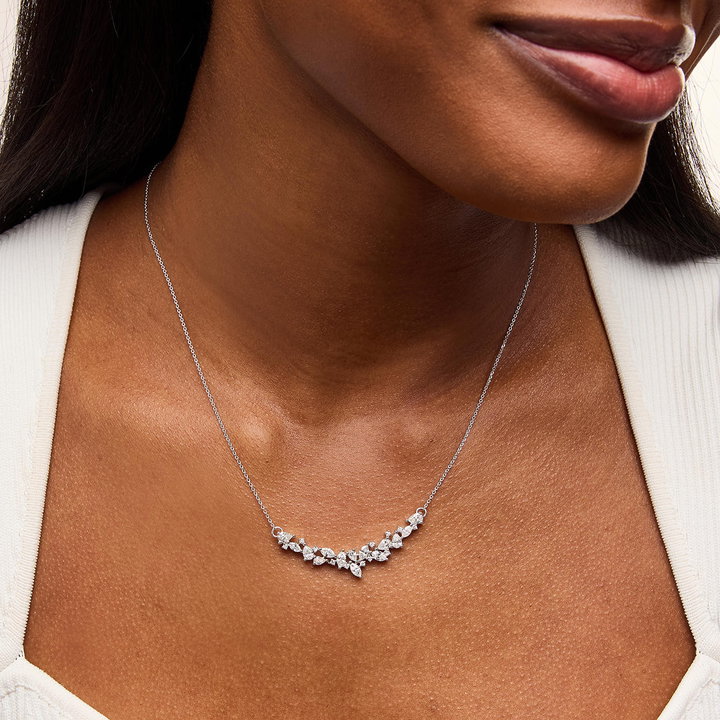 Mixed Shape Diamond Necklace In Solid 14K White Gold
