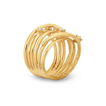 Criss Cross Diamond Ring In Yellow Gold 14K