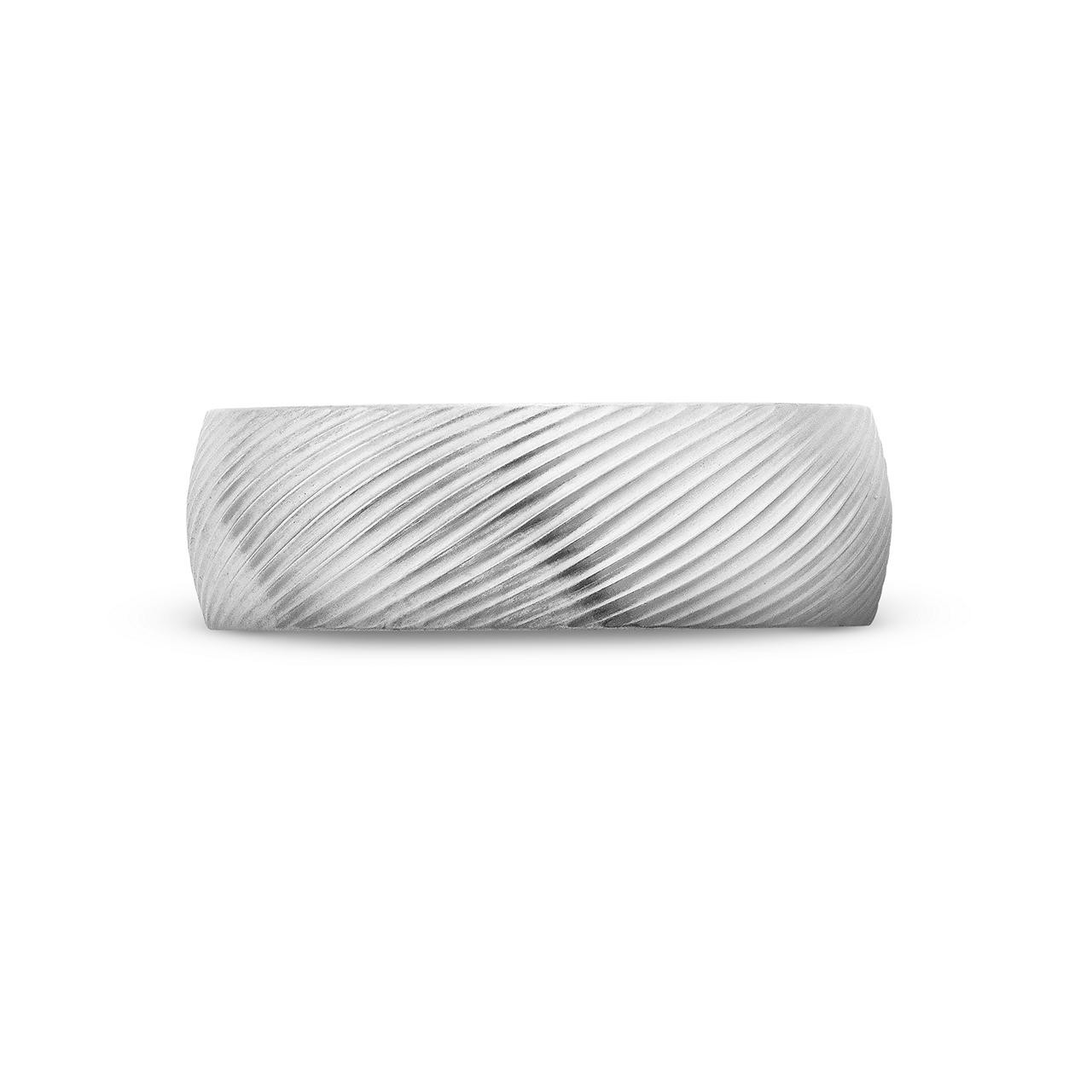 Satin Ribbed 7.5mm Wedding Band In White Gold 14K 0