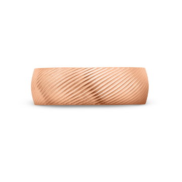 Satin Ribbed 7.5mm Wedding Band In Rose Gold 14K